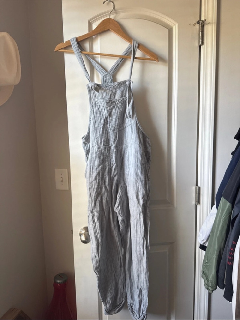 Aerie Light Gray Women's Cotton muslin Overalls size XS